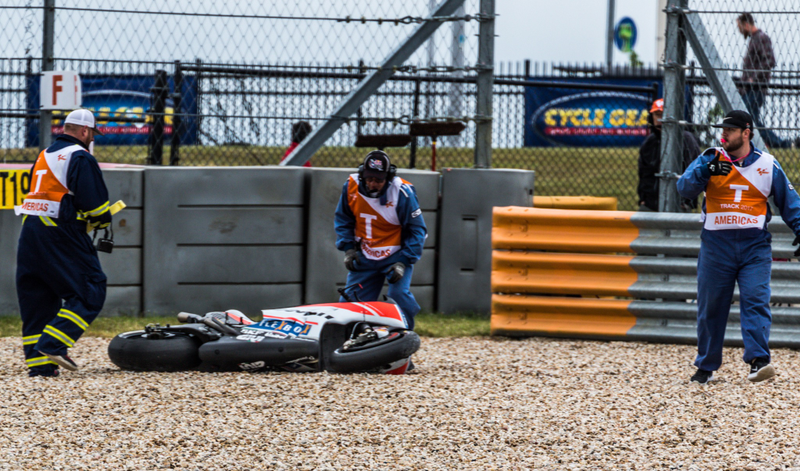 Lorenzo’s fallen motorcycle.